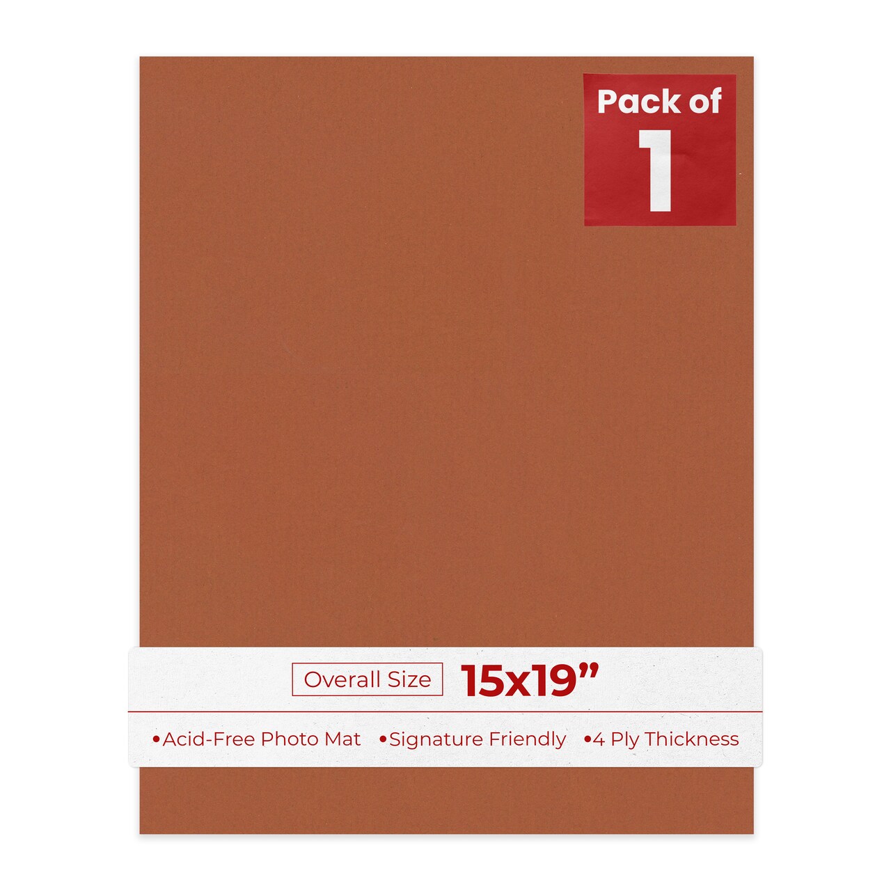 Terra-cotta Red 15x19 Uncut Mat Board - Blank Sheets, No Opening